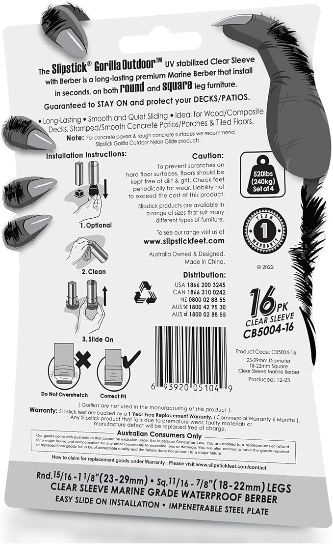 Slipstick GorillaOutdoor Berber Furniture Feet Pads - Image 6