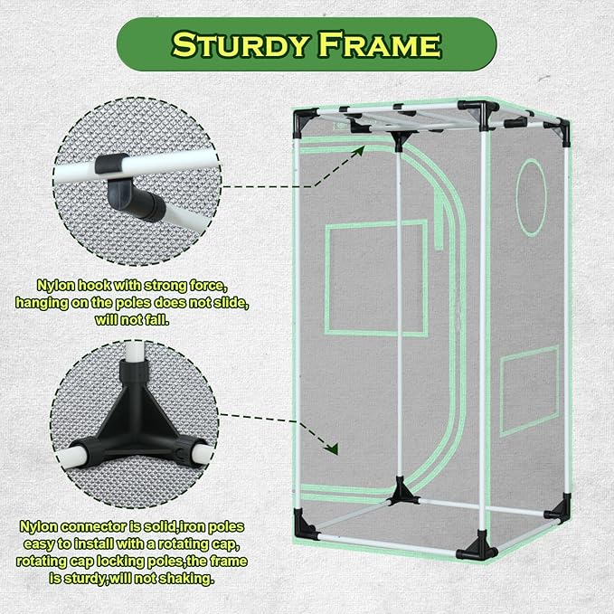 Grow Tent 24"x24"x48" 600D Mylar Hydroponic Indoor Grow Tents - Image 7