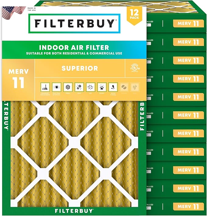 Filterbuy 24x28x2 Air Filter MERV 11 Superior Pet & Allergy Defense, by Filterbuy