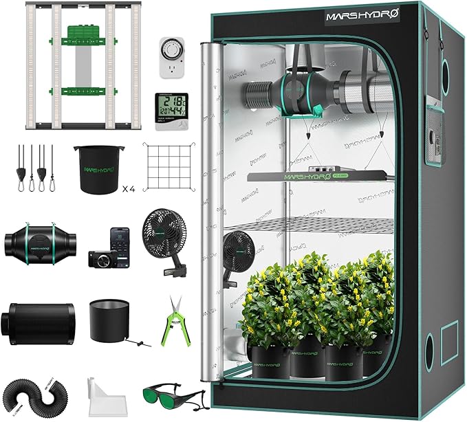Mars Hydro 3x3 Smart Grow Tent Kit Complete System, FC-E3000 APP Control by MARSHYDRO