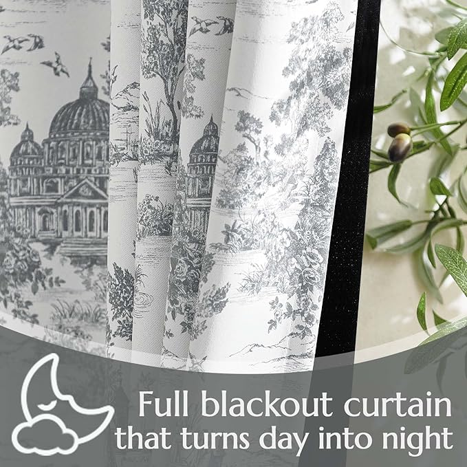 jinchan 95% Blackout Toile Curtains - Image 6
