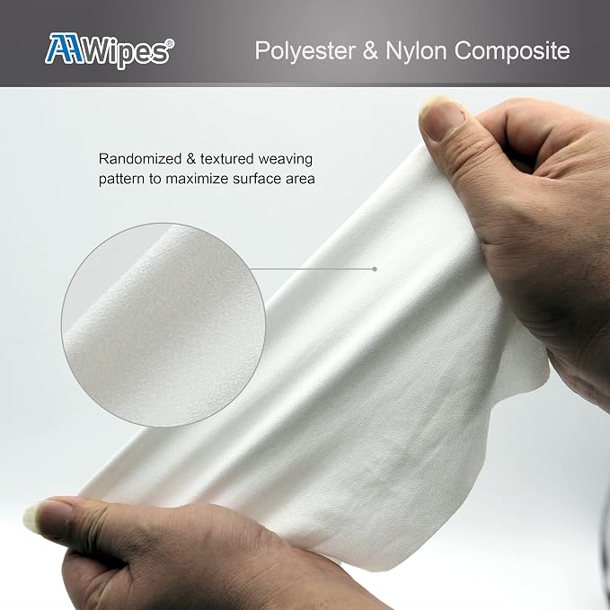AAwipes Cleanroom Microfiber Wipes Mixed Weave Superfine 9" X9“ Lint Free Cloths - Image 3