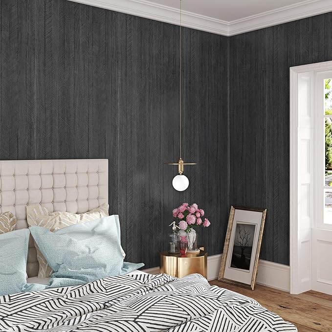 WESTICK Large Grey/Black Wood Contact Paper Peel and Stick Countertops Covering - Image 4