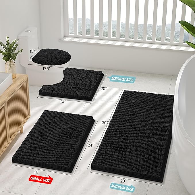 Smiry Luxury Chenille Bathroom Rugs 47x20, Extra Soft and Absorbent Shaggy Bath - Image 3