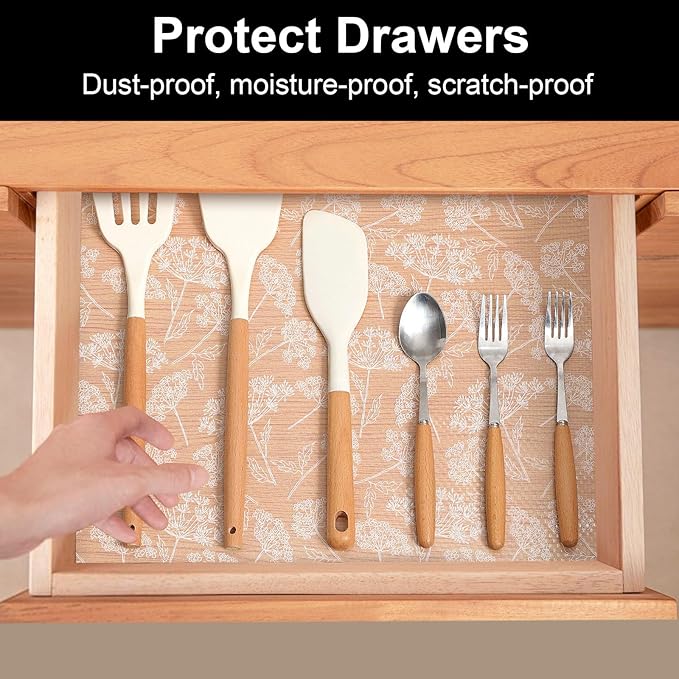 Cooyes Shelf Liners for Kitchen Cabinets, Refrigerator Liners Waterproof & - Image 2