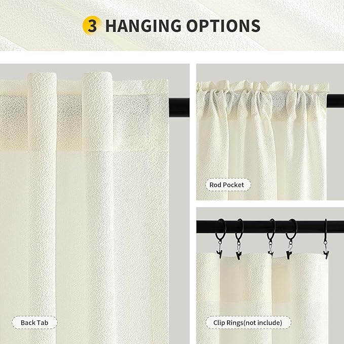 MIULEE Ivory Thermal Insulated Curtains 84 Inch Long 2 Panels Set - Image 7