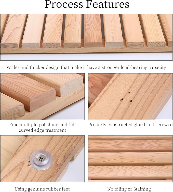 bingaai Cedar Wood Shower Mat, Cedar Wooden Bath Mats, Small Wood Bath Mat 20 x - Image 4
