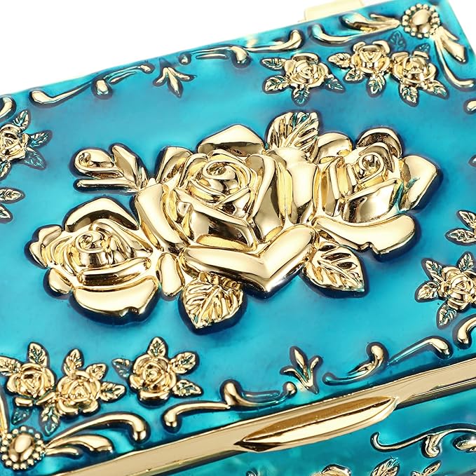 Hipiwe Vintage Metal Jewelry Box Small Treasure Chest Case Trinket Organizer - Image 6