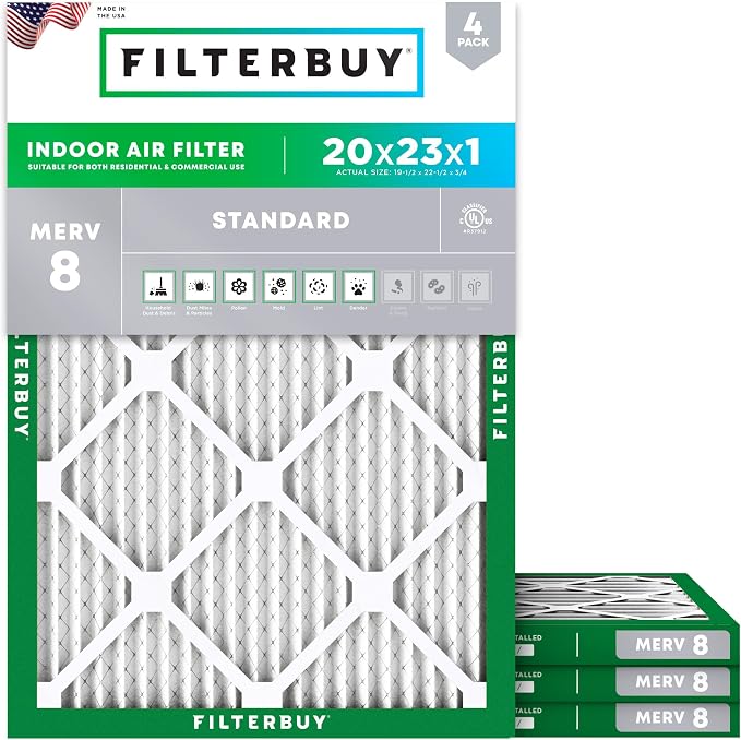 Filterbuy 20x23x1 Air Filter MERV 8 Essential Dust & Allergy Defense, by Filterbuy