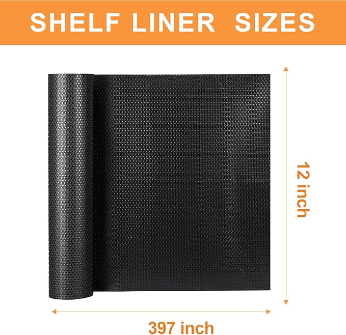 FLPMIX Black Shelf Liner 12 inch Wide: Easy to Cut Kitchen Cabinets Drawer Liner - Image 8