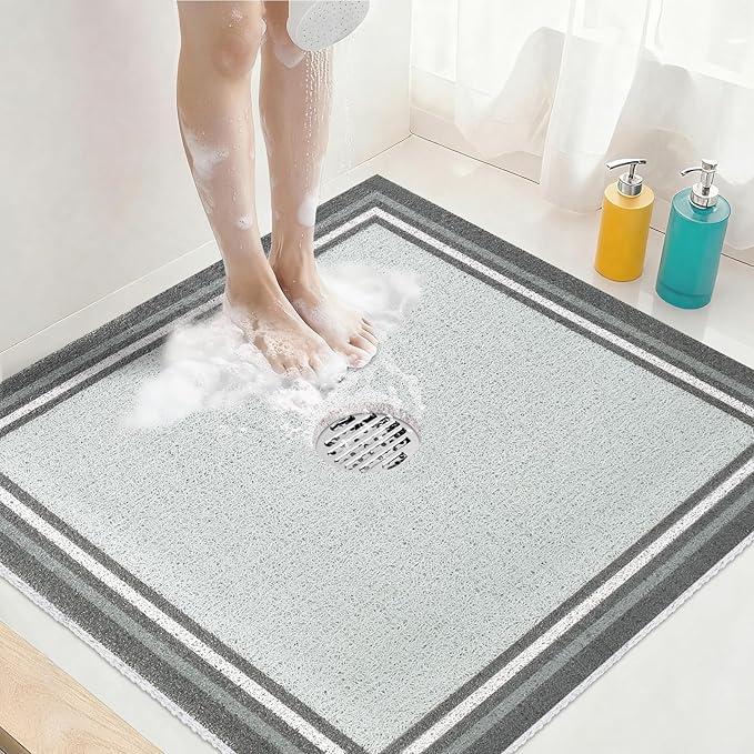 Square Shower Mat Non Slip: 24x24 Inch Extra Large Shower Mats by KAZOLEN