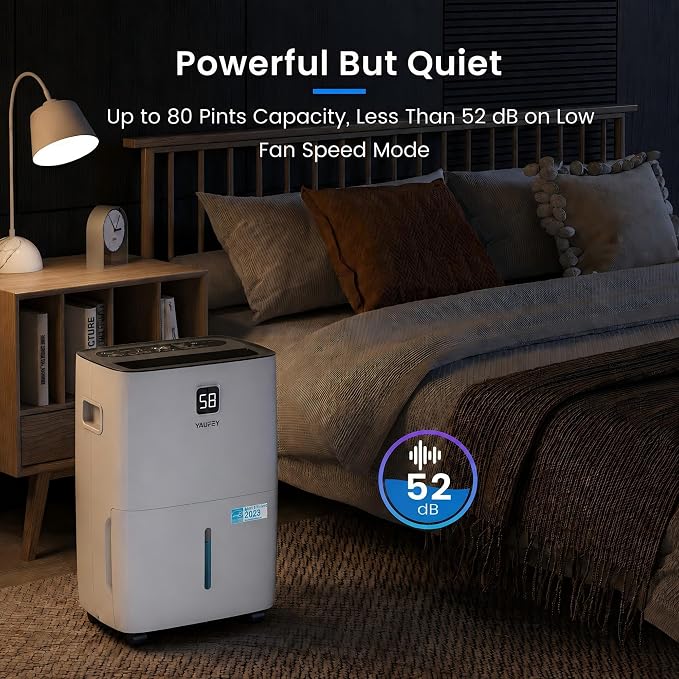 Yaufey 5000 Sq.Ft. Energy Star Certified Dehumidifier, Max 80 Pints Dehumidifier - Image 4