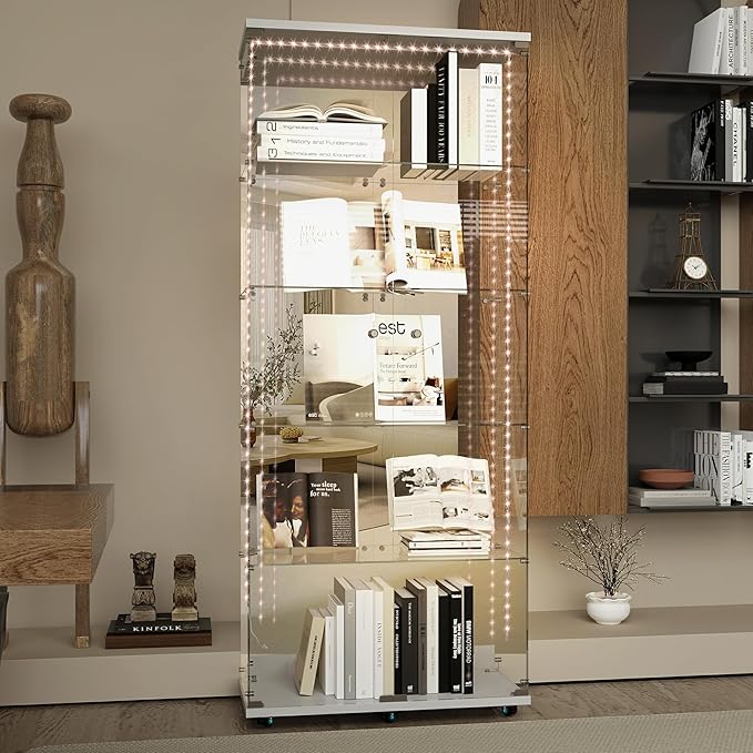 Yoluckea 5 Tiers Glass Display Cabinet - Image 5