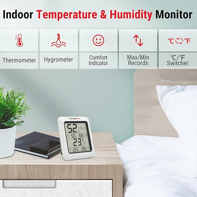 TempPro TP50 2 Pieces Digital Hygrometer Indoor Thermometer Room Thermometer - Image 2