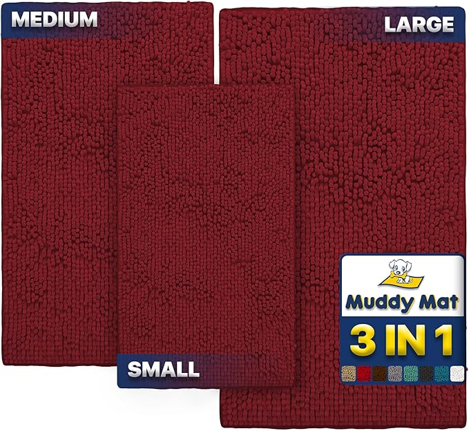 Muddy Mat® Pack of 3 Highly Absorbent Microfiber Dog Door Mat and Pet Rug by MuddyMat%C2%AE