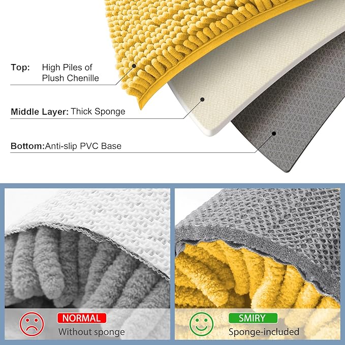 Smiry Luxury Chenille Bathroom Rugs 34x21, Extra Soft and Absorbent Shaggy Bath - Image 5