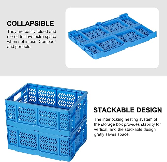 Heavy Duty Plastic Milk Crates for Storage, Collapsible Storage Basket - Image 4
