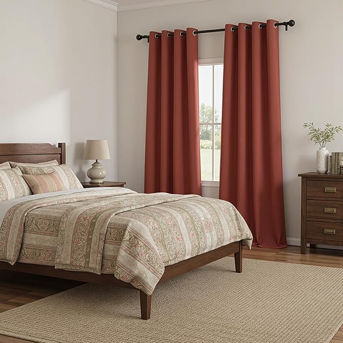 MYSKY HOME Brick Red Blackout Curtains 108 Inch Long - Image 8