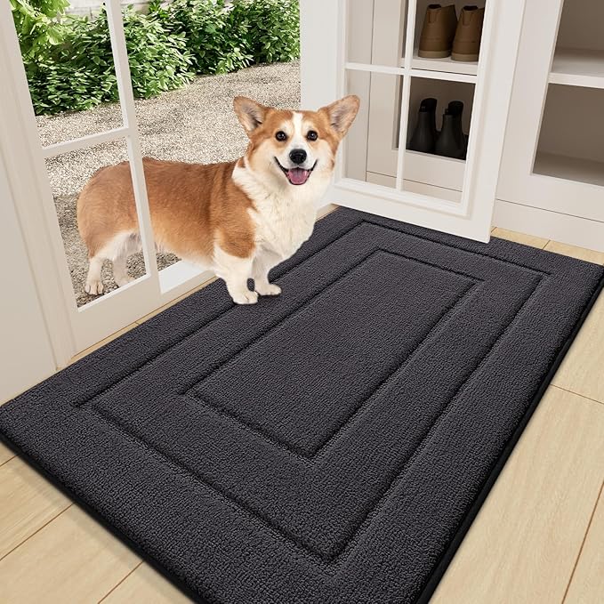 Smiry Dog Door Mat for Muddy Paws, Absorbs Moisture and Dirt, Low-Profile by Smiry
