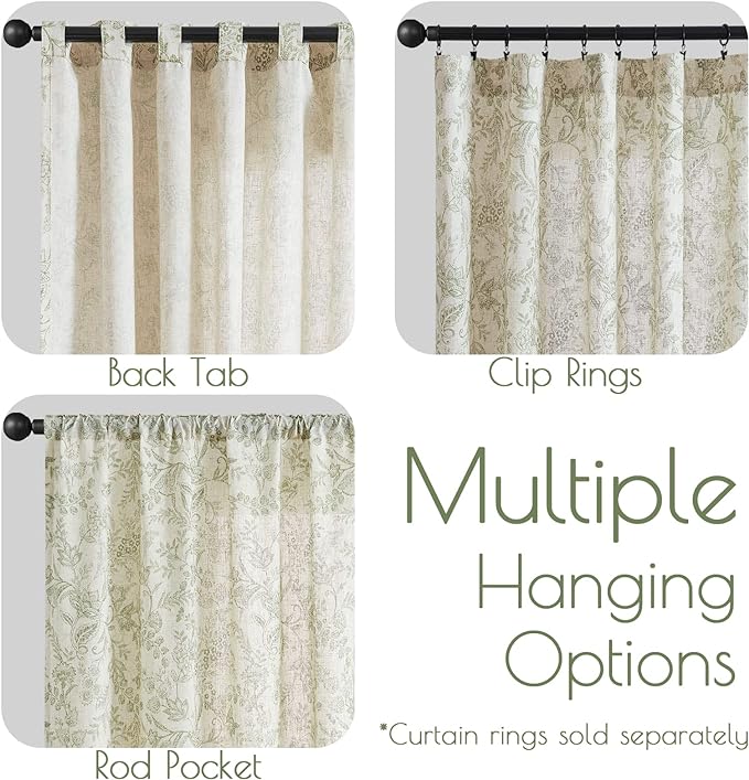 Vangao Green Floral Linen Curtains - Image 6