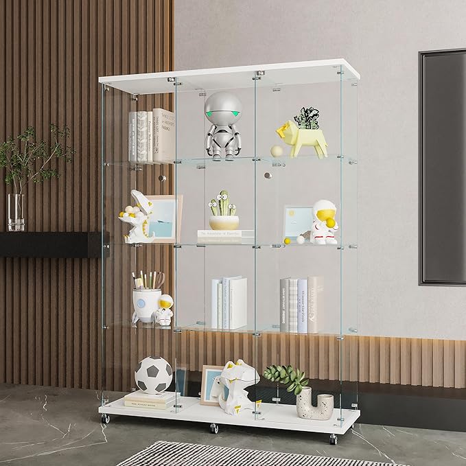Yoluckea 4 Shelves Glass Display Cabinet Extra Large, Curio Collection Glass - Image 3
