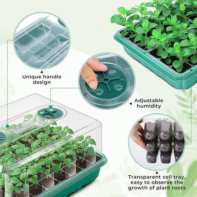 192 Cells Seed Starter Tray, 4 Packs Seed Starter Kit - Image 2