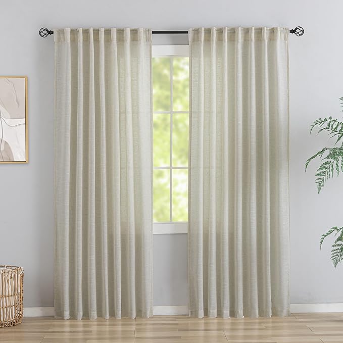 DONREN Linen Back Tab Curtains 78 Inches Long 2 Panels by DONREN