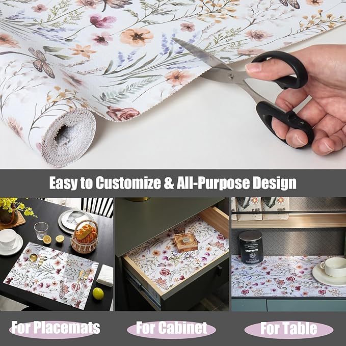 Floral Shelf and Drawer Liner for Kitchen Cabinets, 16IN x 10FT Non-Adhesive - Image 9