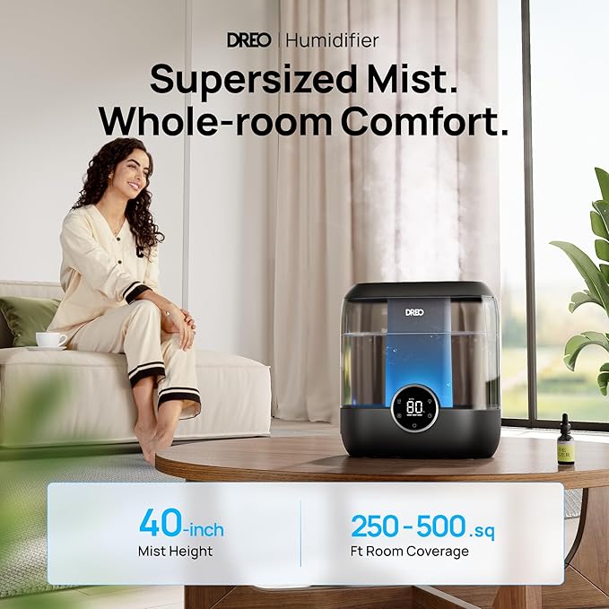 DREO 6L Top Fill Humidifiers for Bedroom, 60H Runtime 28 dB Quiet Supersized - Image 2