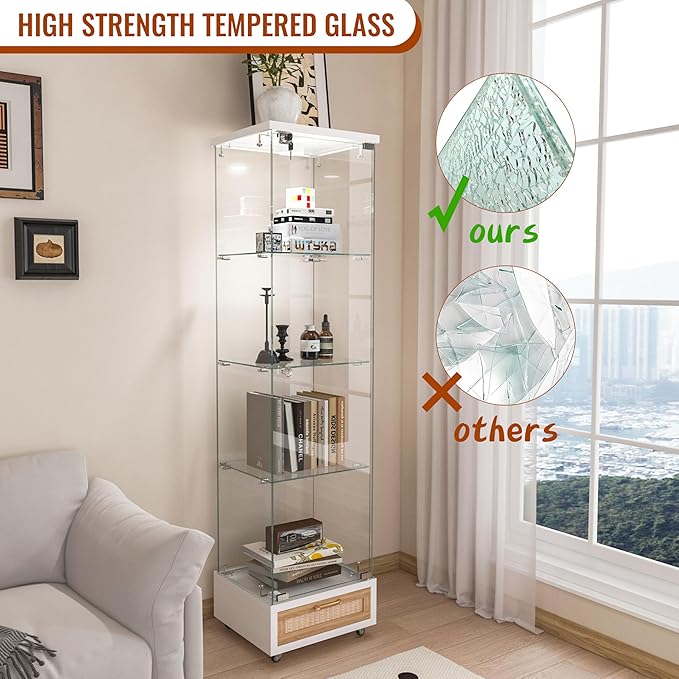 Yoluckea 4-Tier Glass Display Cabinet - Image 6