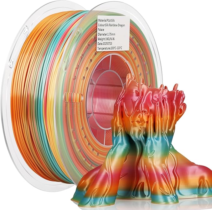 LANDU Silk PLA 3D Printer Filament Multicolor Rainbow PLA Filament 1.75mm by LANDU