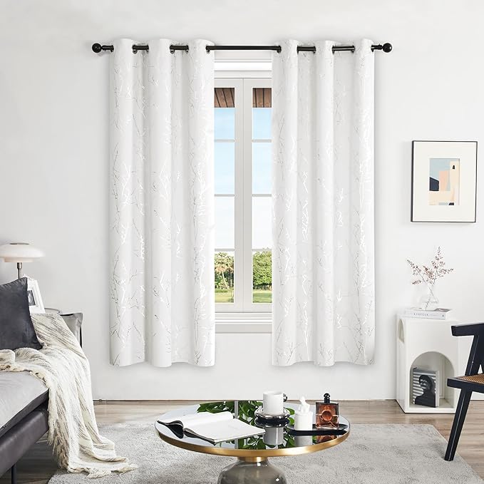 Deconovo White Curtains 72 Inches Long, Room Darkening Curtain, Thermal - Image 2