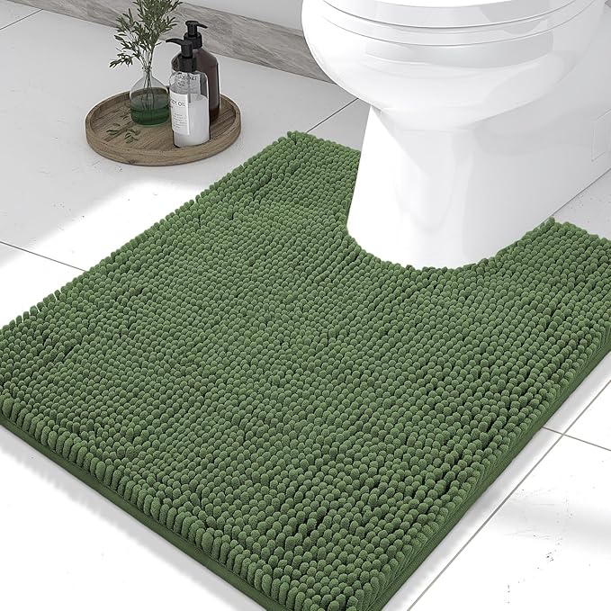 Smiry Luxury Chenille Toilet Rugs U-Shaped 24x20, Soft Absorbent Non-Slip by Smiry