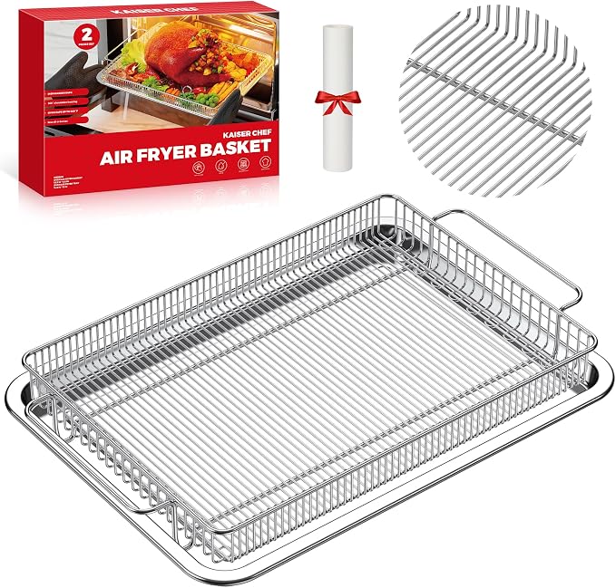 Air Fryer Basket for Oven, 15.9" x 11.0" Large Air Fryer Tray and Pan by Kaiserchef