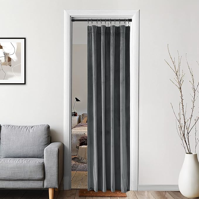 XTMYI Grey Velvet Privacy Room Divider Curtains - Image 4