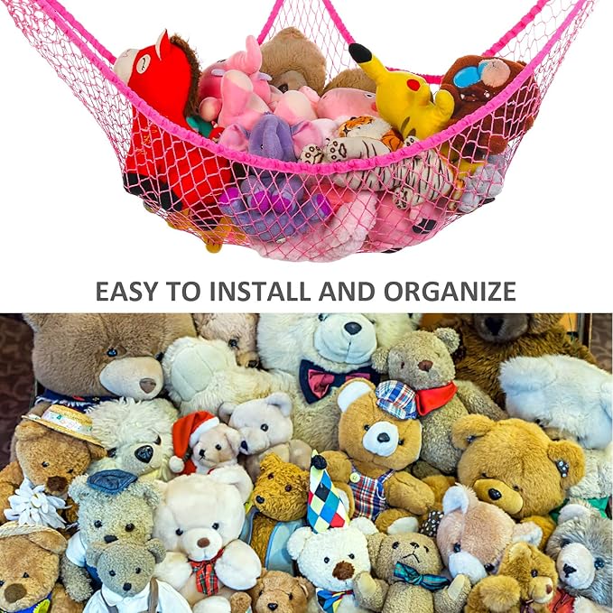 Toy Hammock, Stuffed Animals Hammock, Jumbo Toy Storage Net 83" Wall Sling - Image 5