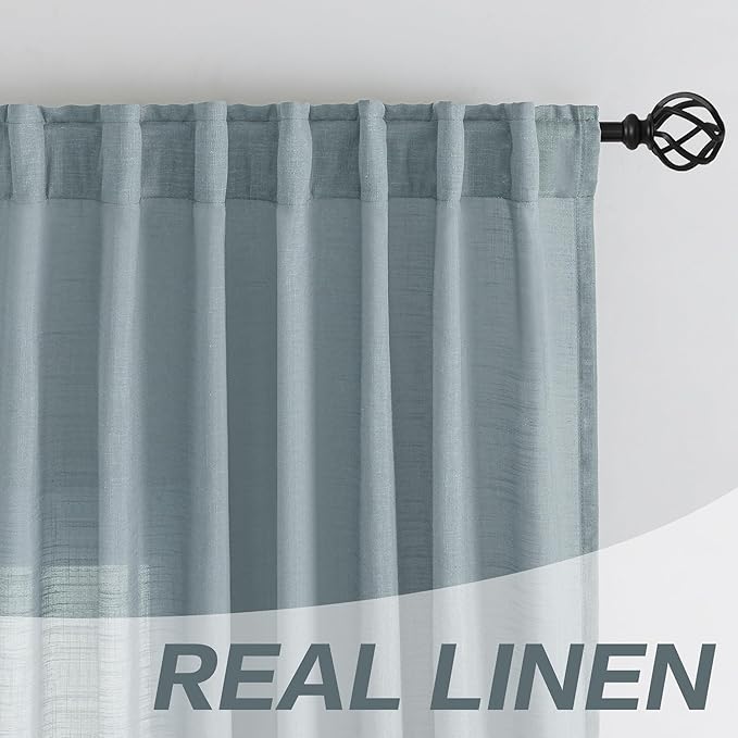 DONREN Stone Blue Back Tab Curtains 80 Inches Long 2 Panels - Image 7