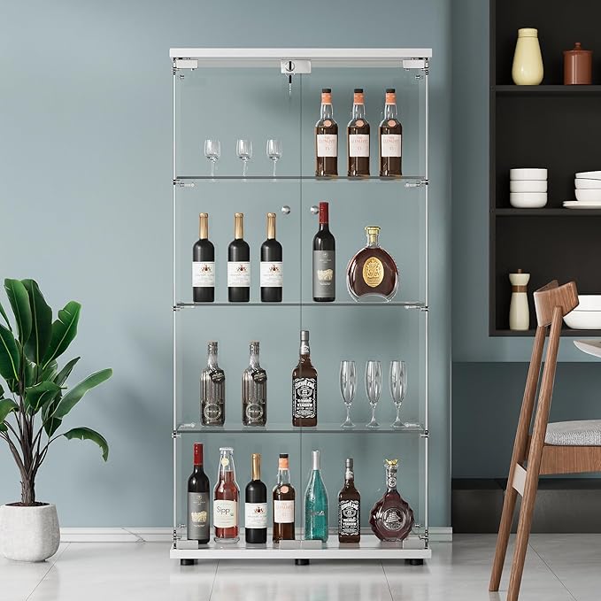 Yoluckea 4 Shelves Glass Display Cabinet by Yoluckea