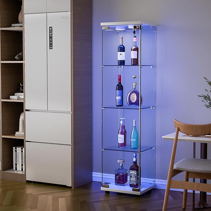 Yoluckea 4 Shelves Glass Display Cabinet - Image 4