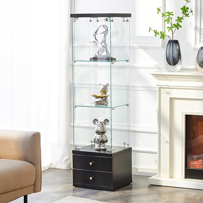 Yoluckea 3 Shelves Glass Display Cabinet - Image 5