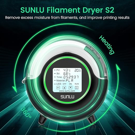 SUNLU Official Filament Dryer S2, 70℃ Max Temperature, Built-in Circulation Fan - Image 2