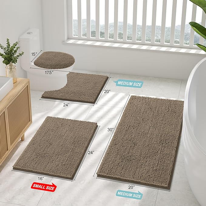 Smiry Luxury Chenille Bathroom Rugs 44x32, Extra Soft and Absorbent Shaggy Bath - Image 2