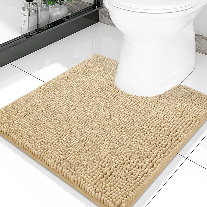 Smiry Luxury Chenille Toilet Rugs U-Shaped 20x20, Soft Absorbent Non-Slip by Smiry