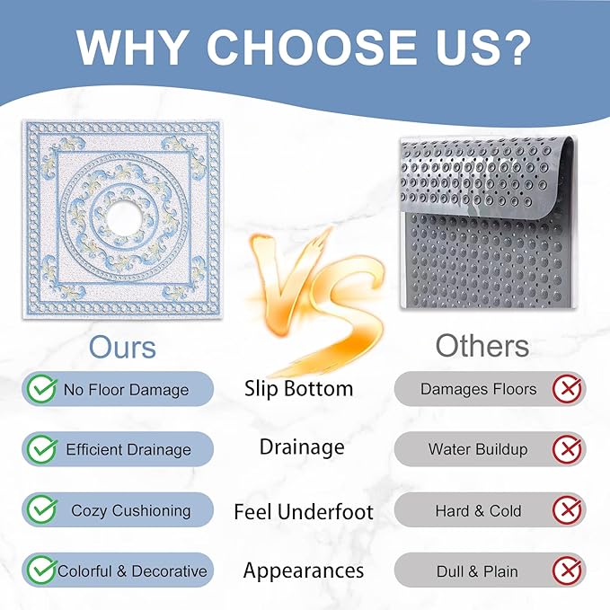 Square Shower Mat Non Slip: 32x32 Inch Extra Large Shower Mats - Image 3