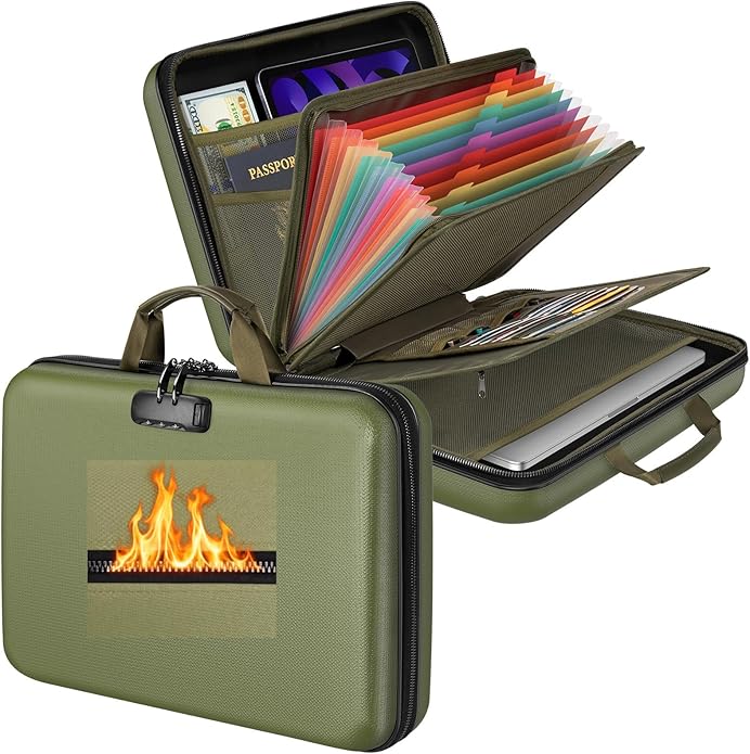 Fireproof Document Organizer Bag, 5200℉ File Organizer Safe Box, Hard Shell - Image 2