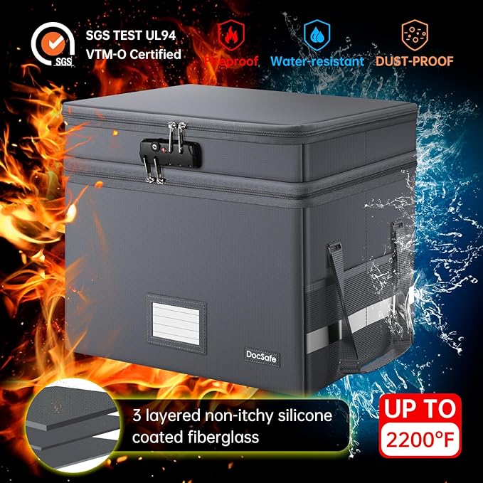 DocSafe File Box with Lock, Large Portable Home Office Filing Box - Image 6