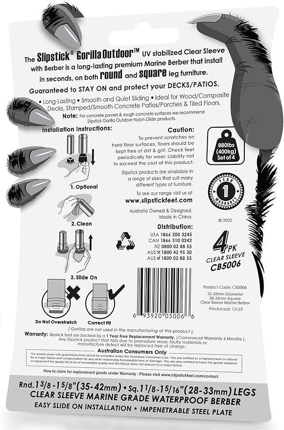 Slipstick GorillaOutdoor Berber Furniture Feet Pads - Image 6