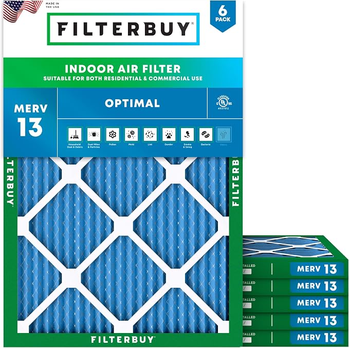 Filterbuy 10x16x1 Air Filter MERV 13 Optimal Smoke & Allergy Defense, by Filterbuy