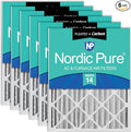 Nordic Pure 16x24x4 Pleated MERV 14 Plus Carbon Air Filters 6 Pack | Actual by NordicPure