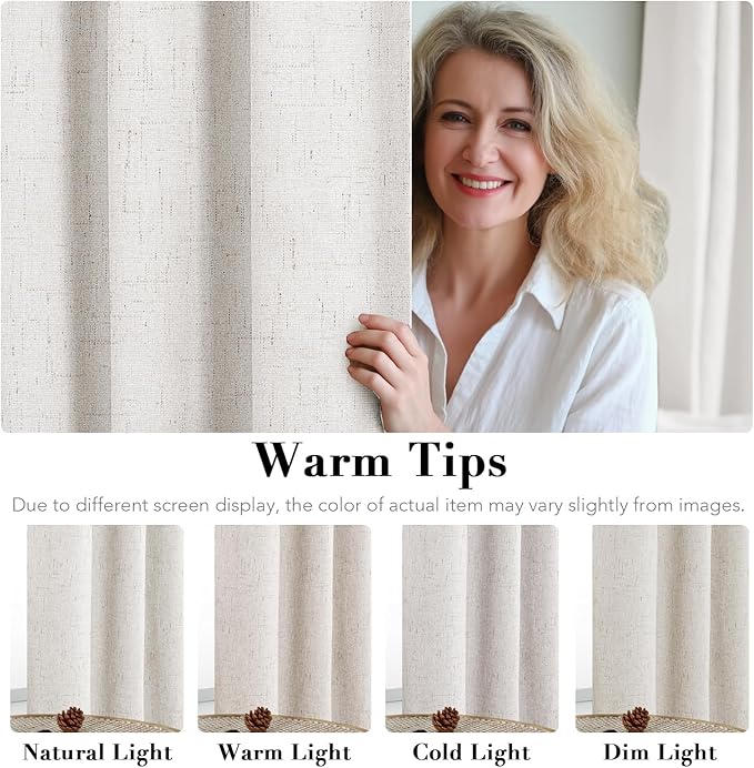 H.VERSAILTEX Linen Blackout Curtains 63 Inches Long 100% Absolutely Blackout - Image 5